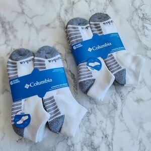12 PACK Columbia Men's Athletic Low Cut Socks - Gray and White